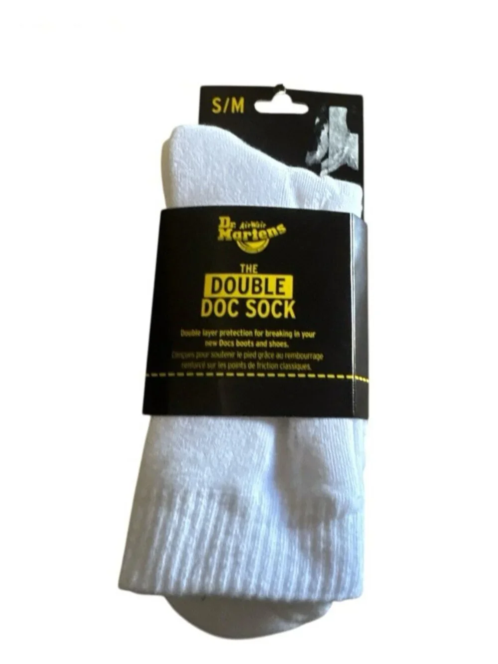 Dr. Martens The Double Doc Sock Crew Socks White 1 Pair Size S/M new
